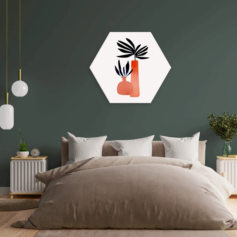 Wandbild Kubistika - Märchenpflanzen - Hexagon Alu-Dibond 