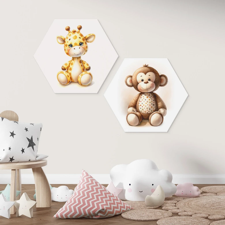 Hexagon Dibond Klein aapje - Magnusson 