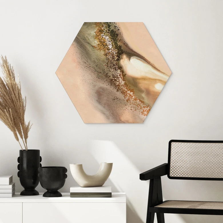 Hexagon Dibond Kleuren van de aarde: Vloeiende compositie - Meikle 