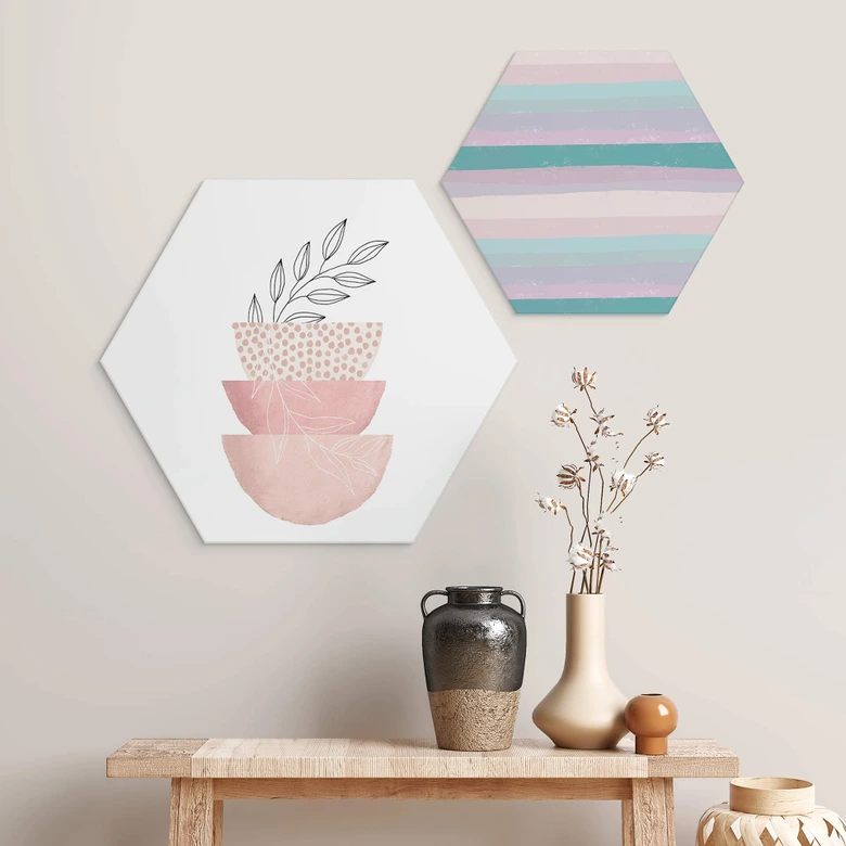 Hexagon Wandbild Zarte Schönheit der Natur - Alu-Dibond - Moss 