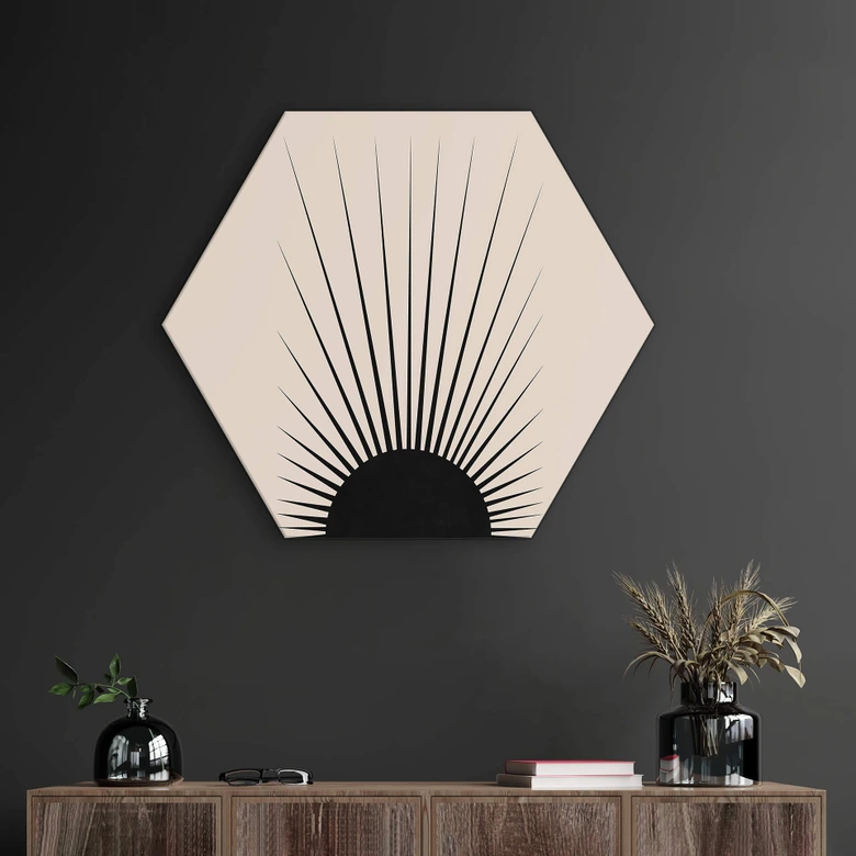 Hexagon - Alu-Dibond Orara Studio - Minimalistische Sonne 