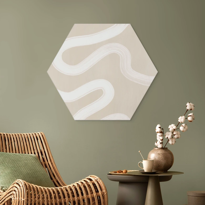 Sekskantet Billede One Line Art - Blid strøm - Ristova - aluminium dibond 