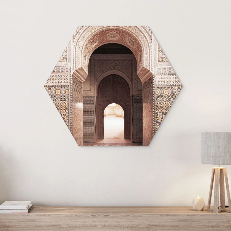 Hexagon Wandbild Orientalisches Tor mit Mosaiken - Sisi & Seb - Alu-Dibond 