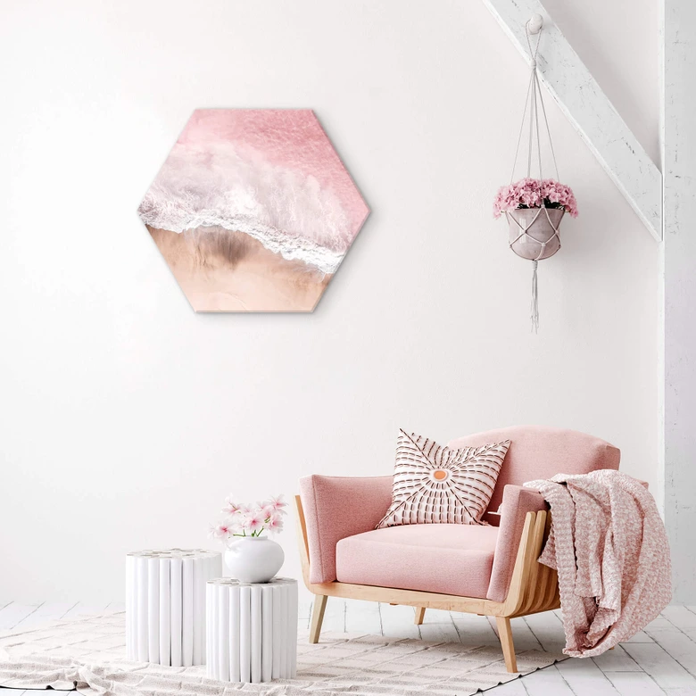 Hexagon - Alu-Dibond Sisi & Seb - Pinkes Meer 
