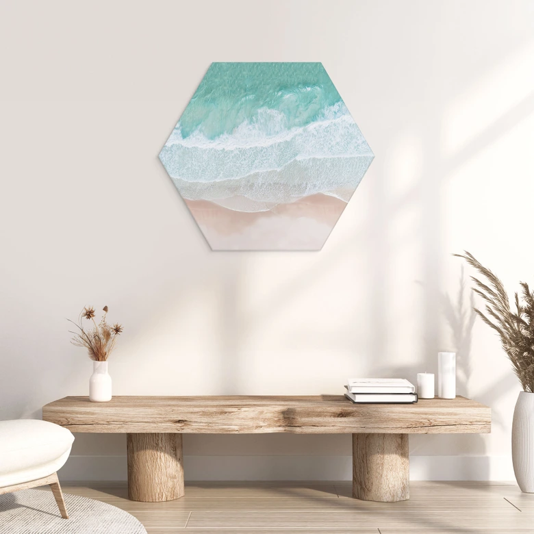 Hexagon Wall Art Gentle waves on the beach - Sisi & Seb - Alu-Dibond 