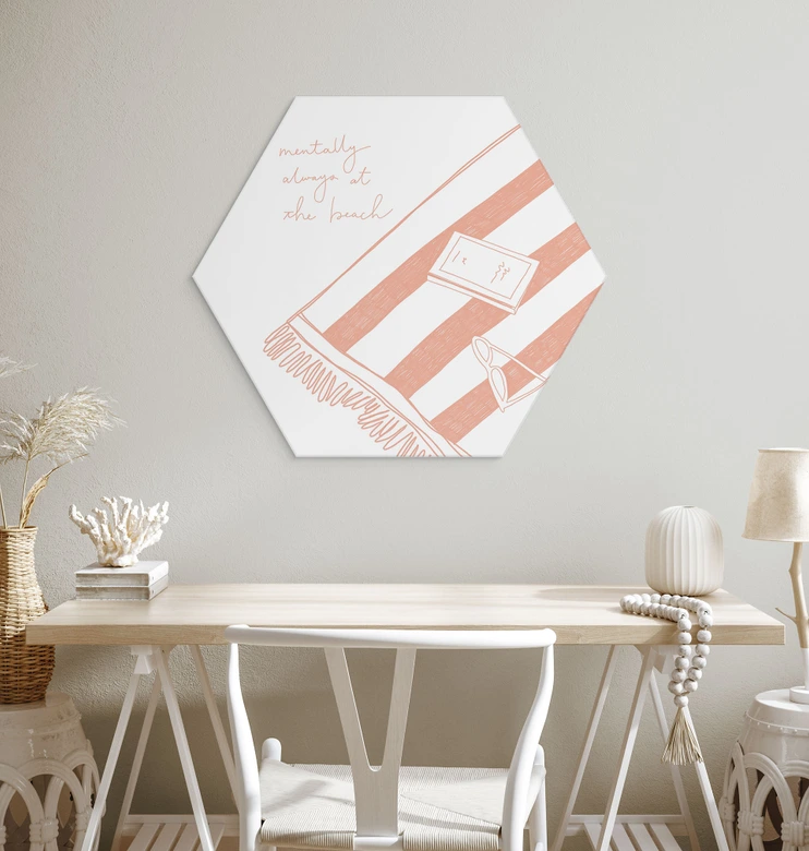 Hexagon Wandbild Sehnsucht nach Strand und Meer - Soley - Alu-Dibond 
