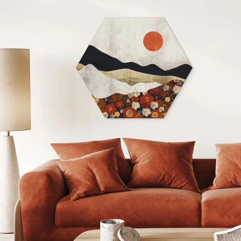 Hexagon Wandbild Herbstliche Berglandschaft - SpaceFrog Designs - Alu-Dibond 