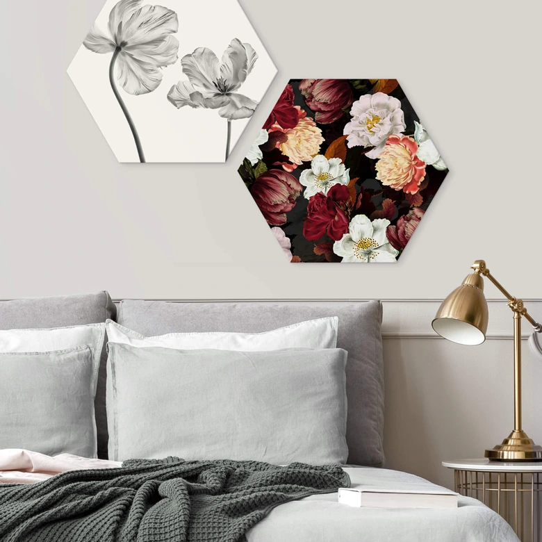 Hexagon - Alu-Dibond UN Designs - Blumenarrangement 