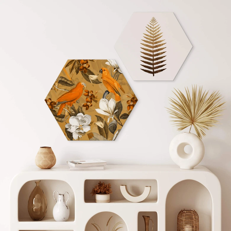 Hexagon - Alu-Dibond UN Designs - Tropisch Ocker 