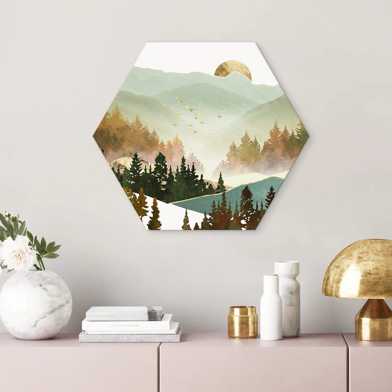 Hexagon - Alu-Dibond SpaceFrog Designs - Herbstmorgen 
