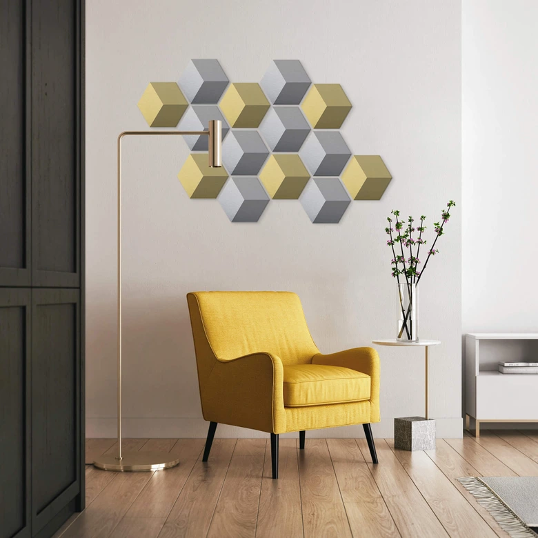 3D Hexagon - Alu-Dibond Gold 