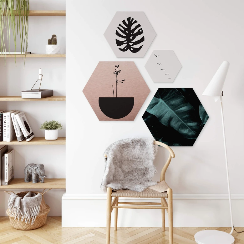 Hexagon - Alu-Dibond Kupfereffekt Kubistika - Abstracticum 