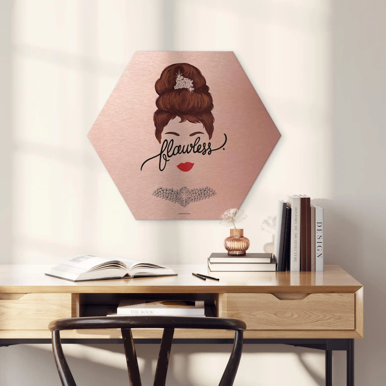 Hexagon Wandbild Tohmé - Flawless Audrey - Alu-Dibond mit Kupfereffekt 