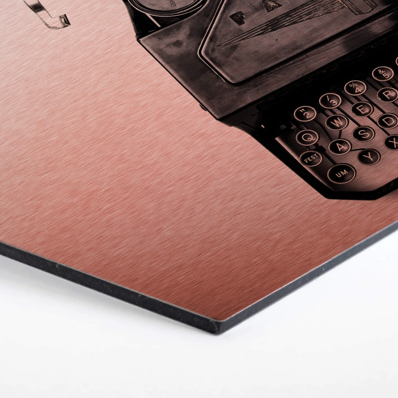 Hexagon - Alu-Dibond Kupfereffekt - Typewriter 