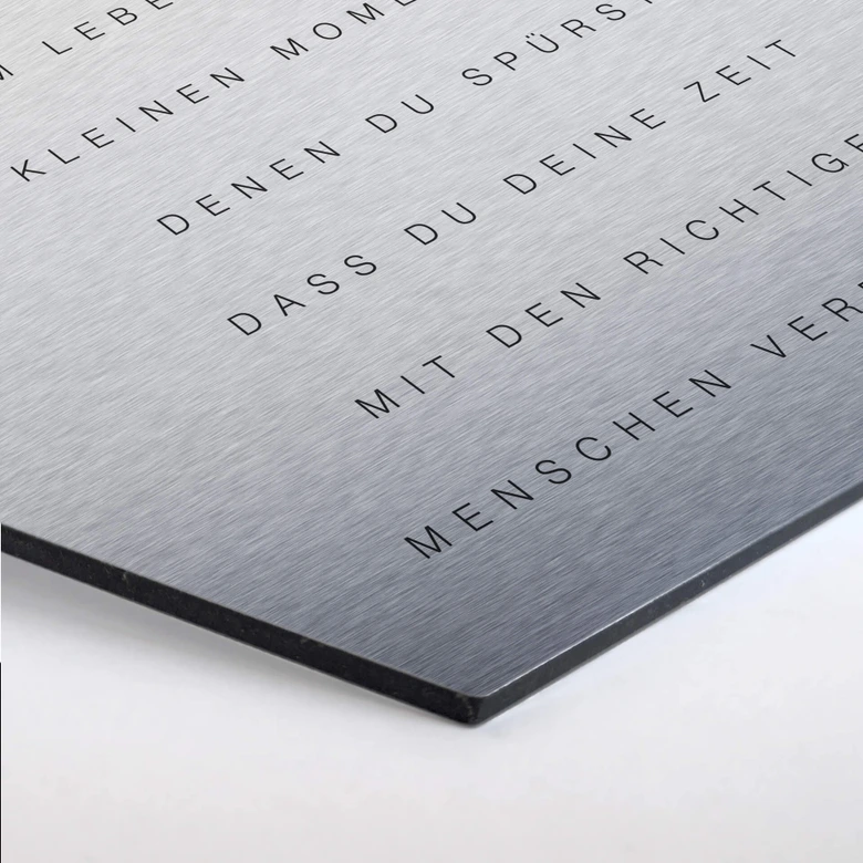 Hexagon - Alu-Dibond-Silbereffekt - Die schönsten Zeiten 