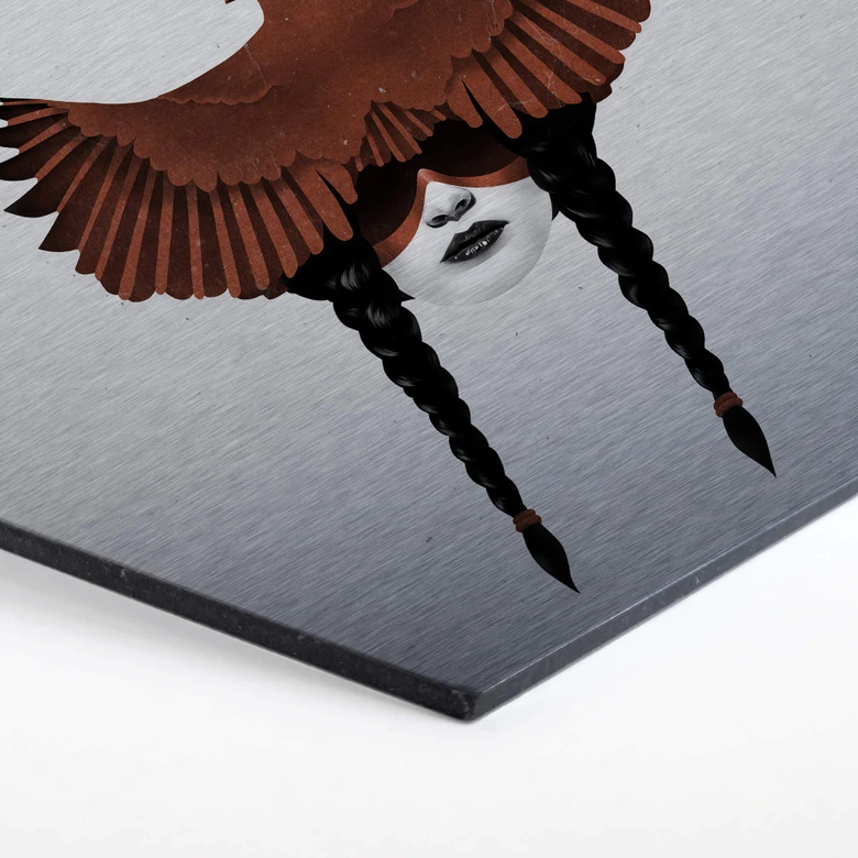 Hexagon - Alu-Dibond Silbereffekt Ireland - Dark Cardinal 