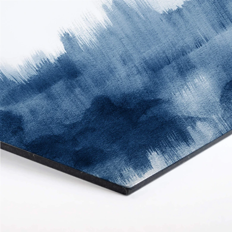 Hexagon - Alu-Dibond Nouveauprints - Watercolour Brush Strokes (blau) 