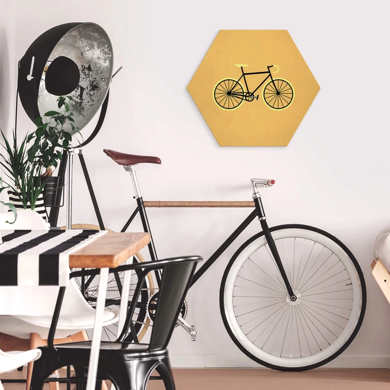 Hexagon - Alu-Dibond Kubistika - Fahrrad Liebe 