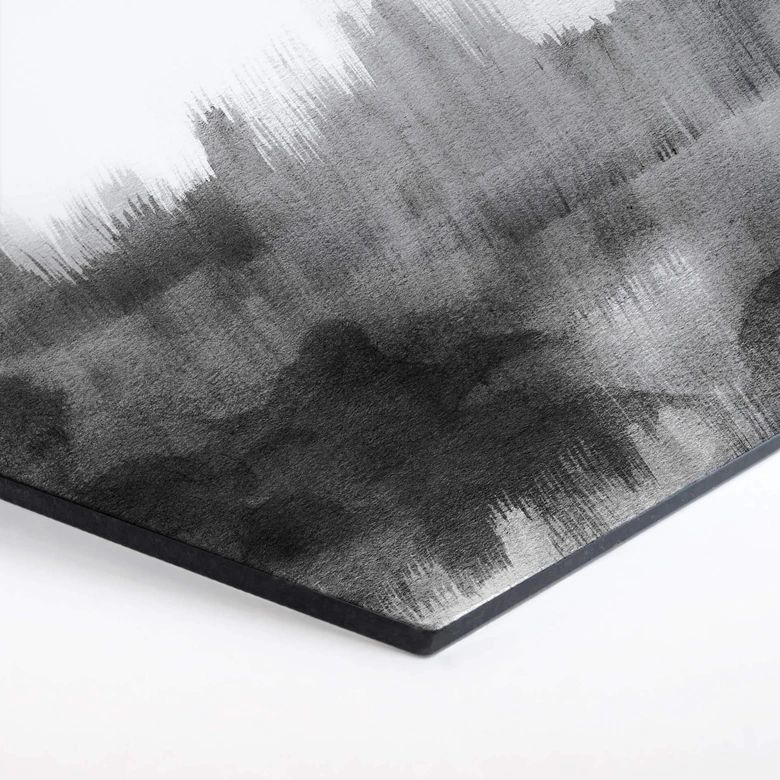 Hexagon - Alu-Dibond Nouveauprints - Watercolour Brush Strokes (schwarz) 