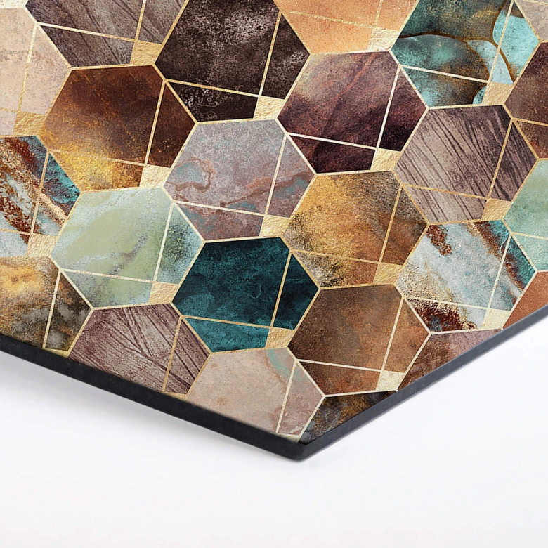 Hexagon - Alu-Dibond - Fredriksson - Gold und Kupfer 