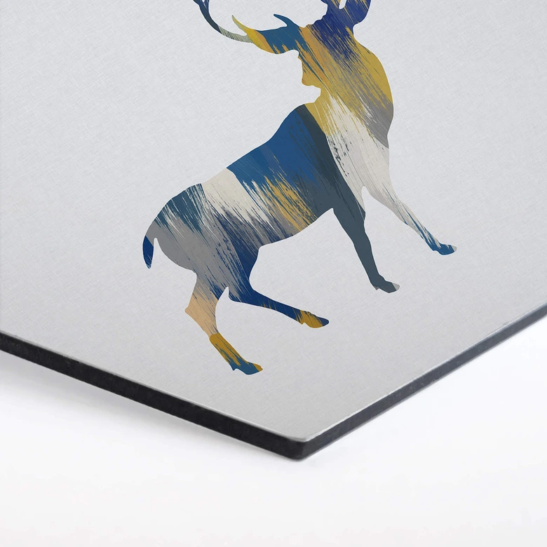 Hexagon - Alu-Dibond Orara Studio - Deer Blue and Yellow 