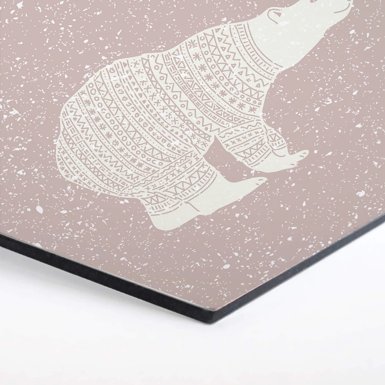 Hexagon - Alu-Dibond Polarbär Weiß 