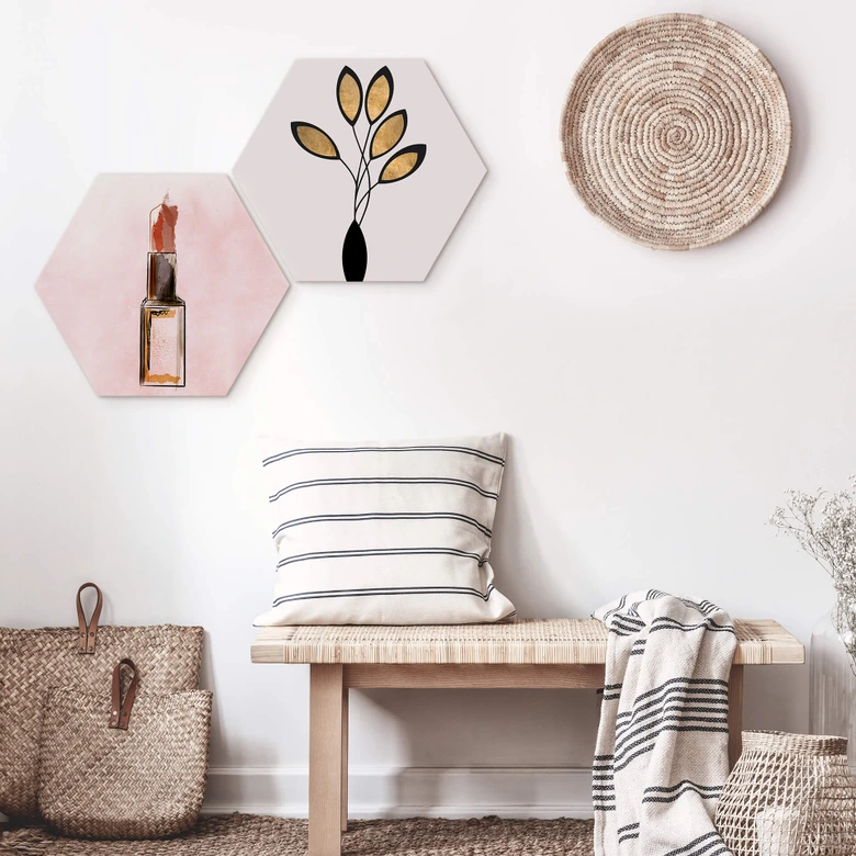 Hexagon - Alu-Dibond Kubistika - Lippenstift 