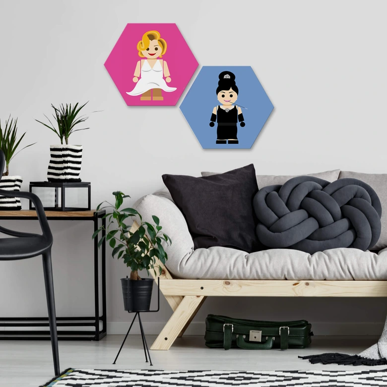Hexagon - Alu-Dibond Gomes - Marilyn Monroe Spielzeug 