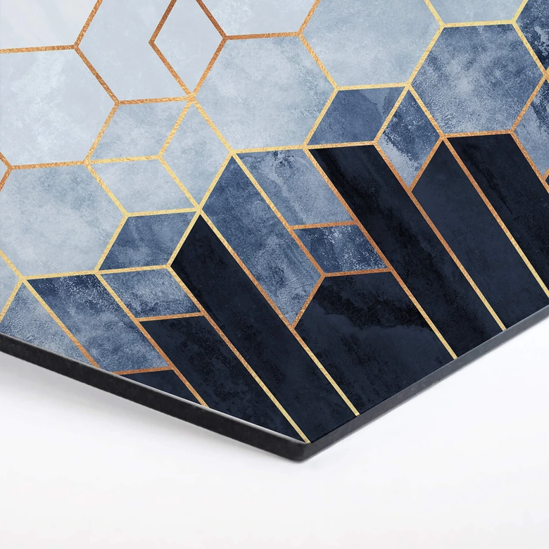 Hexagon Dibond Fredriksson - Blauw Witte Hexagons 