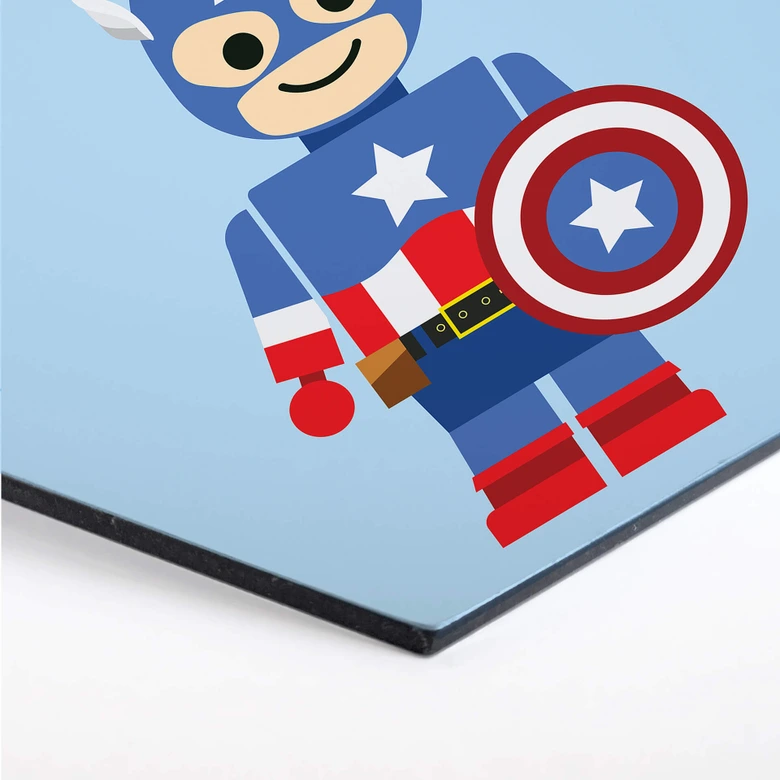 Hexagon - Alu-Dibond Gomes - Captain America Spielzeug 