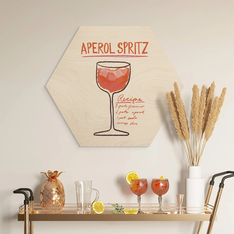 Hexagon Holzbild - Küche - Fritsch - Aperol Spritz 