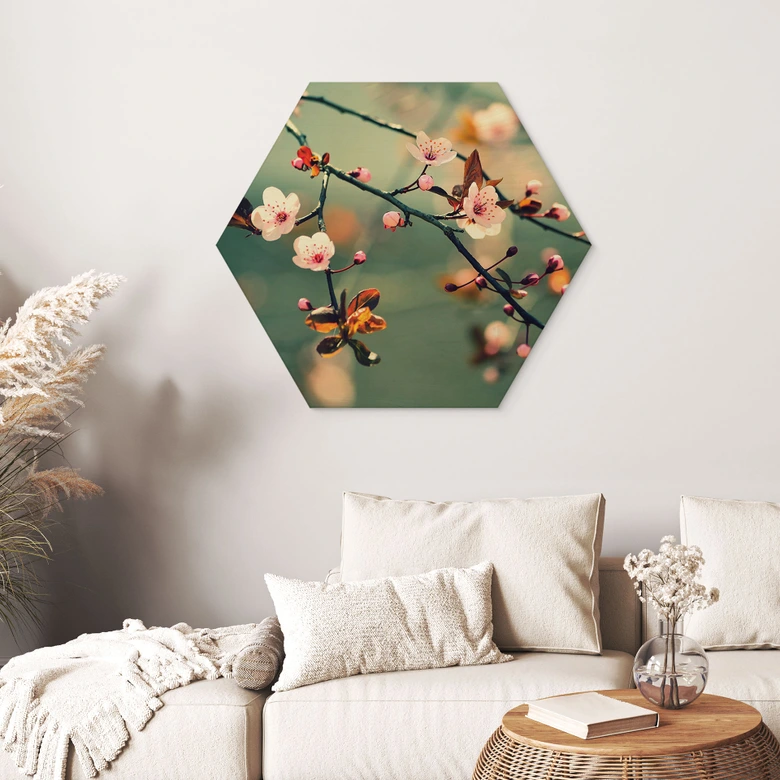 Houten Wanddecoratie zeshoek lente ontwaken 