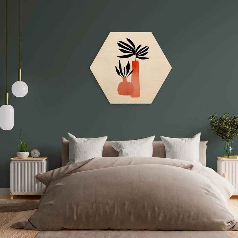 Holzbild Kubistika - Märchenpflanzen - Hexagon 