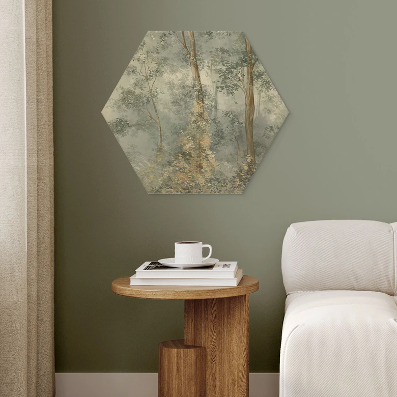 Hexagon Holzbild Verwunschener Wald - Ms Tiff 