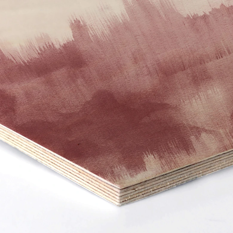 Hexagon - Holz Birke-Furnier Nouveauprints - Watercolour Brush Strokes (rosé) 