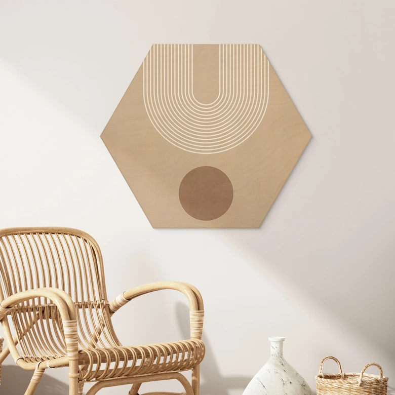 Hexagon Holzbild Abstrakte Geometrie in Balance - Ristova 