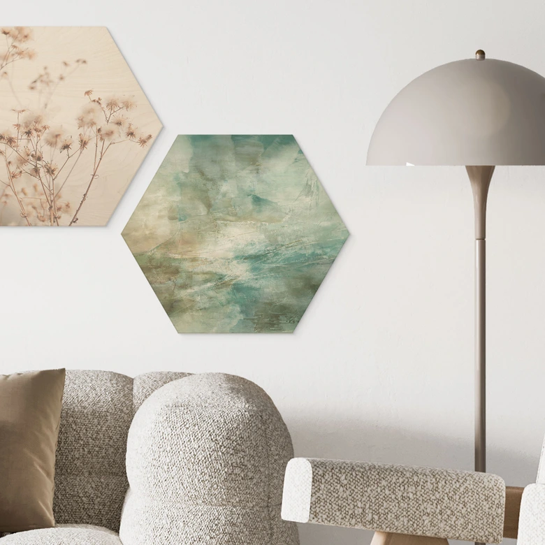 Tableau sur bois Hexagon Vert sauge - Schmucker 