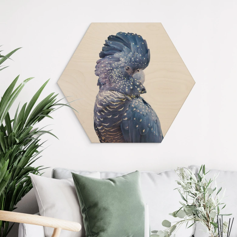 Hexagon - Holz Birke-Furnier - Sisi & Seb - Blauer Kakadu 