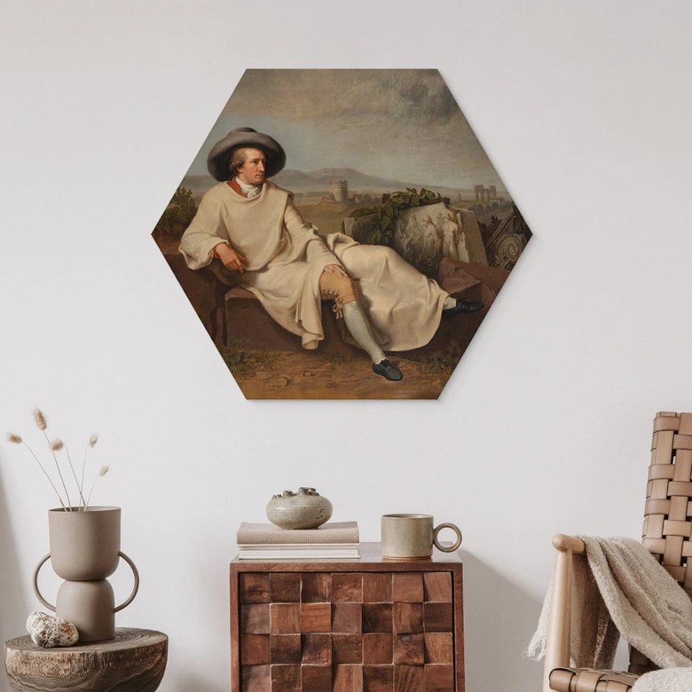 Tableau sur bois Hexagon Tischbein - Goethe dans la Campagne romaine 