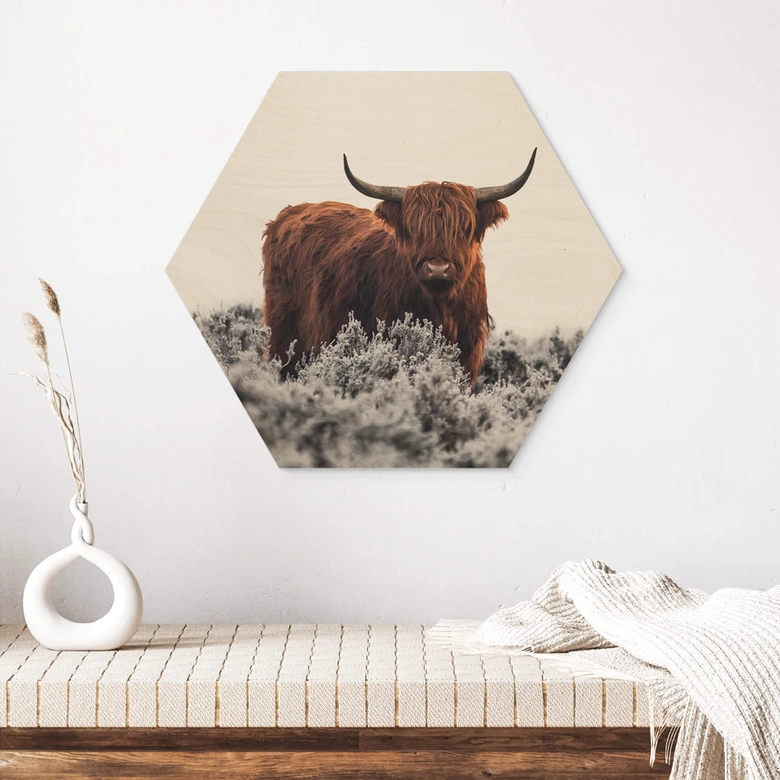 Hexagon Holzbild van den Helm - Highlander 