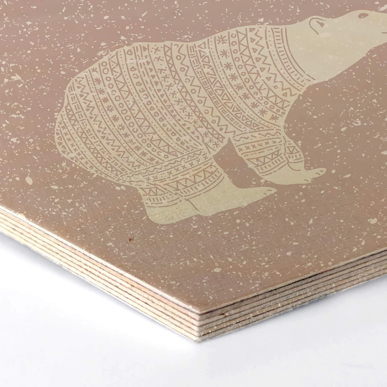 Hexagon - Holz Birke-Furnier Polarbär Weiß 