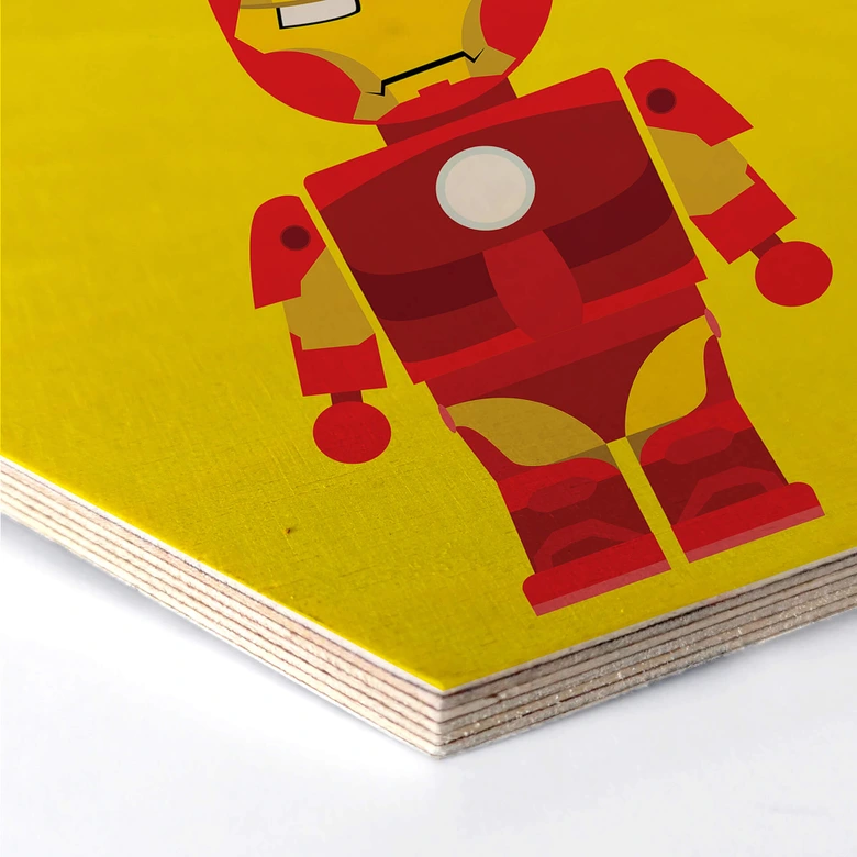 Hexagon - Holz Birke-Furnier Gomes - Iron Man Spielzeug 
