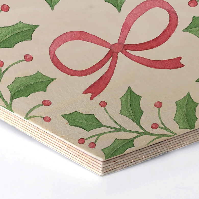 Hexagon - Holz Birke-Furnier Weihnachtsschleife 
