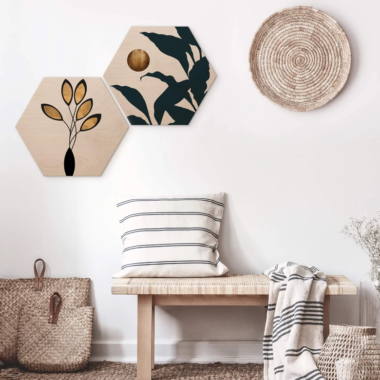 Hexagon - Holz Birke-Furnier Kubistika - Cinco 
