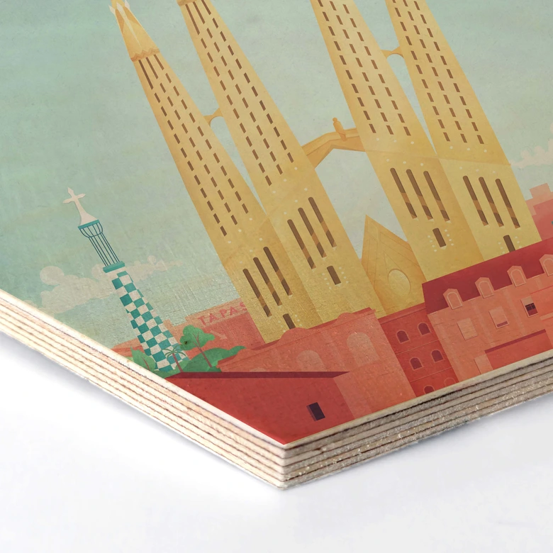 Hexagon - Holz Birke-Furnier Rivers - Barcelona 