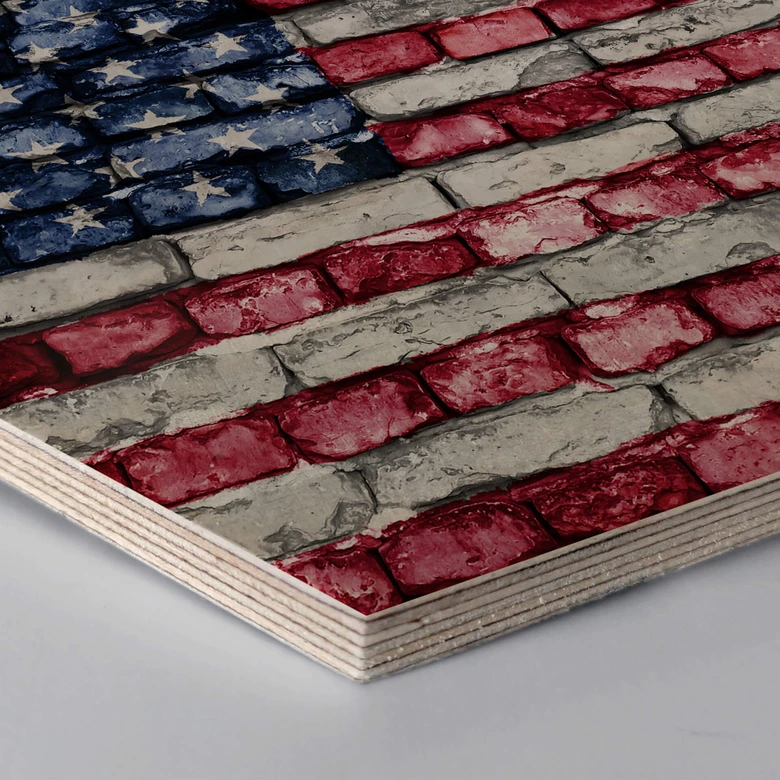 Hexagon - Holz Birke-Furnier - Stars and Stripes Mauer 