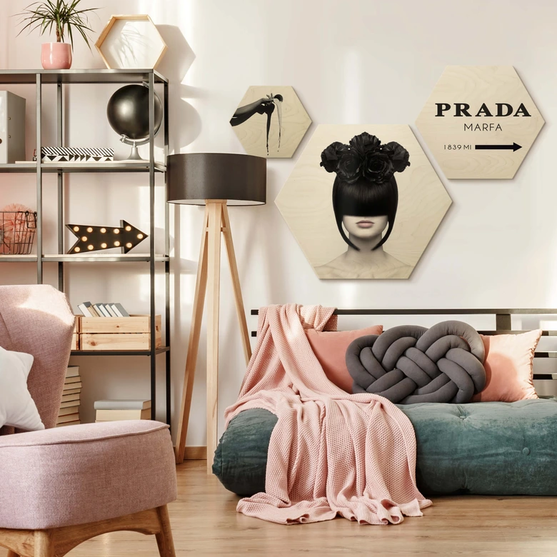 Hexagon - Holz Birke-Furnier - Prada Marfa 