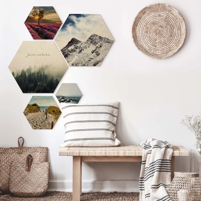 Hexagon - Holz Birke-Furnier - Pure Nature 