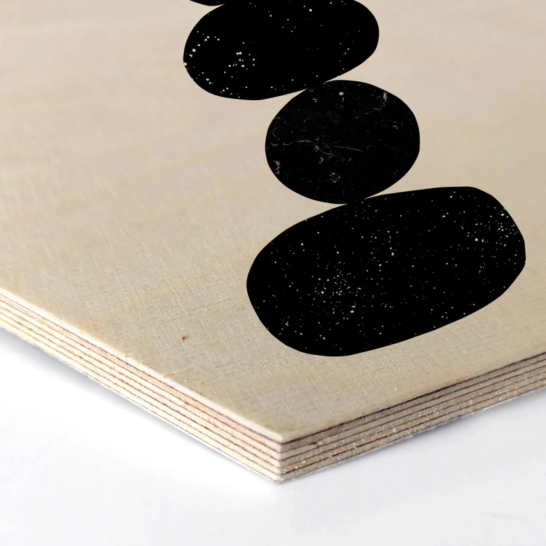Hexagon - Holz Birke-Furnier Nouveauprints - Pebbles 3 black 