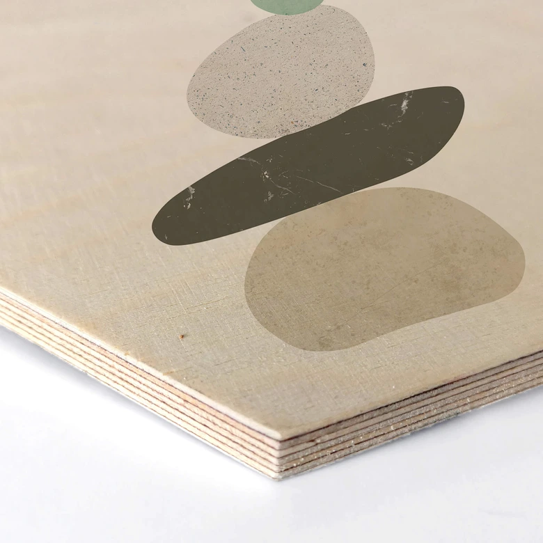 Hexagon - Holz Birke-Furnier Nouveauprints - Pebbles 3 
